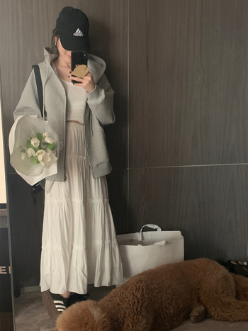 Nantao suknja u korejskom stilu s nježnim plisiranim detaljima, midi duljina, elastičan visok pojas, A-linija, 70-80% viskoze i do 30% najlona