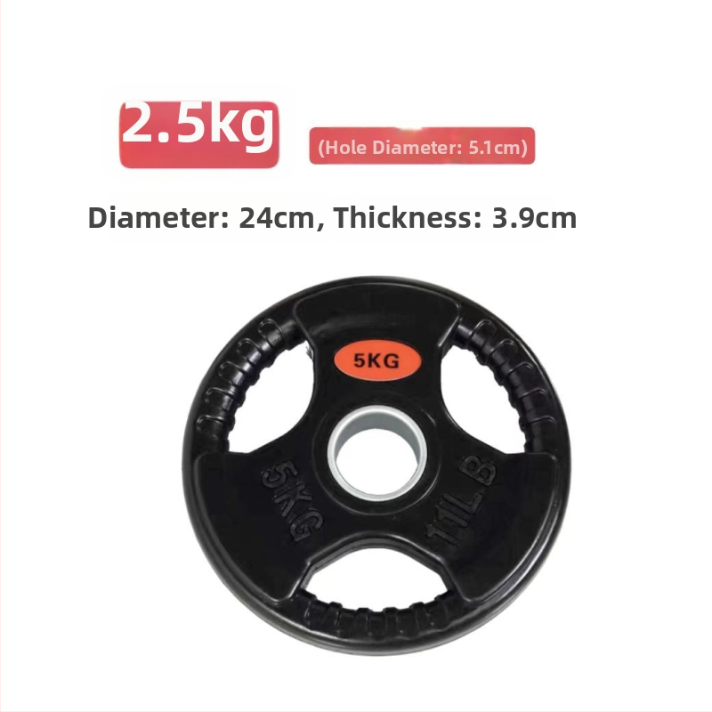 5 kg gumové olympijské kotúče s tromi otvormi na činku, s úchopom