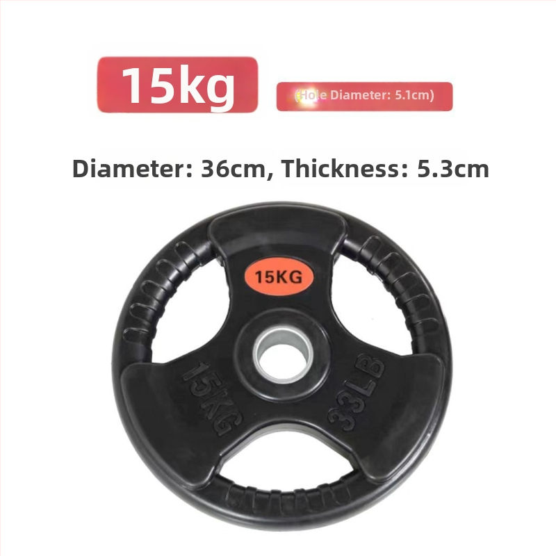 5 kg gumové olympijské kotúče s tromi otvormi na činku, s úchopom