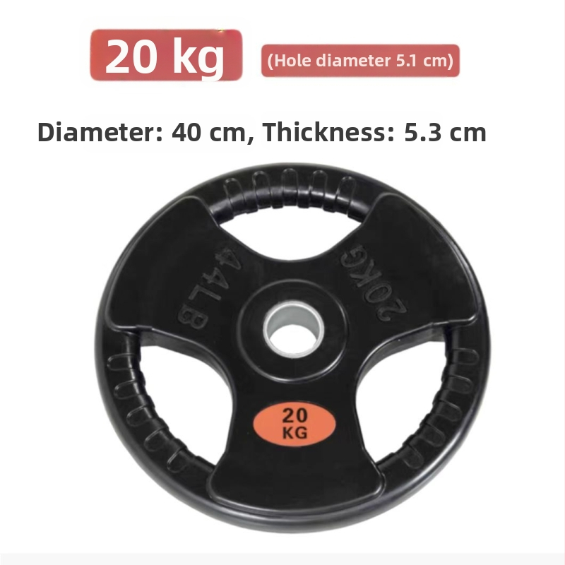 5 kg gumové olympijské kotúče s tromi otvormi na činku, s úchopom