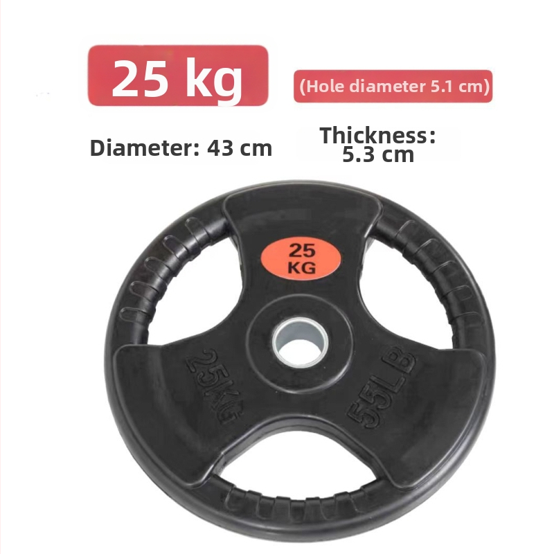 5 kg gumové olympijské kotúče s tromi otvormi na činku, s úchopom