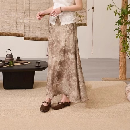 Proljetna 2025 kineskog stila jacquard uzorak fishtail midi suknja za žene – D401DC10IQ00