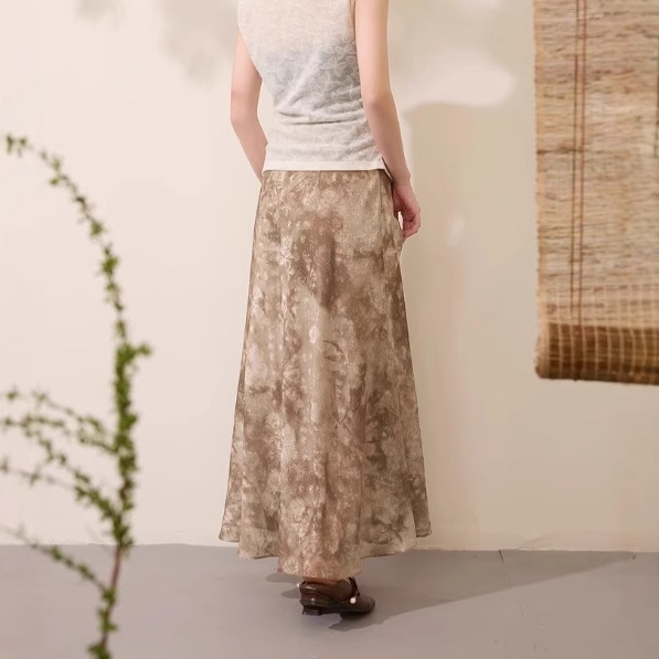 Proljetna 2025 kineskog stila jacquard uzorak fishtail midi suknja za žene – D401DC10IQ00
