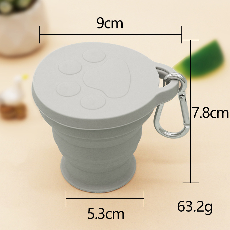 Ceașcă pliabilă din silicon, 180 ml, cu design de labă de pisică, călătorie portabilă, culoare unică