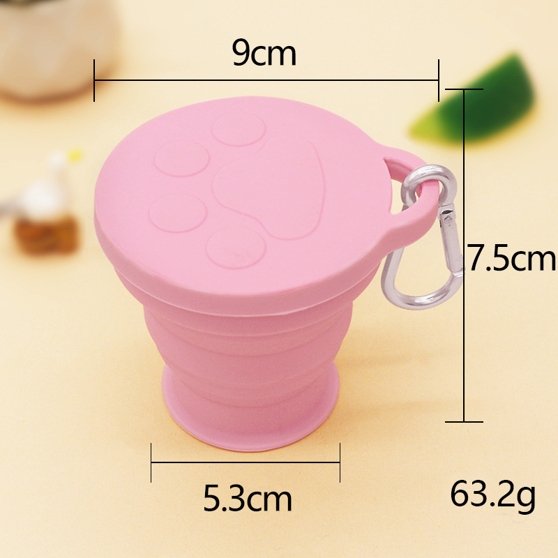 Ceașcă pliabilă din silicon, 180 ml, cu design de labă de pisică, călătorie portabilă, culoare unică