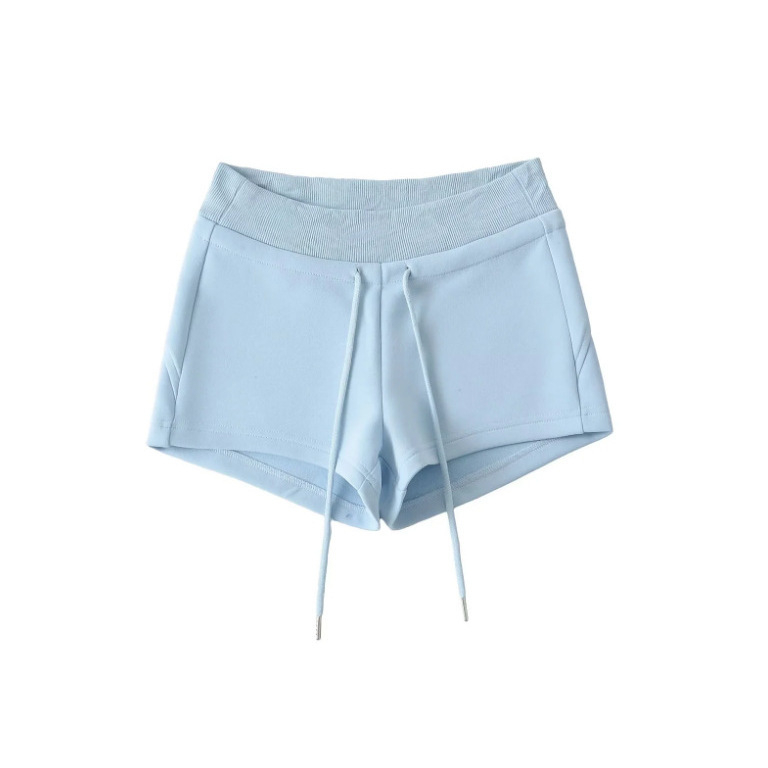 Nyári sokoldalú alacsony derékú sportshort, húzózsinóros, karcsúsított szabás, szexi illeszkedés a csípőn, 2025 nyár