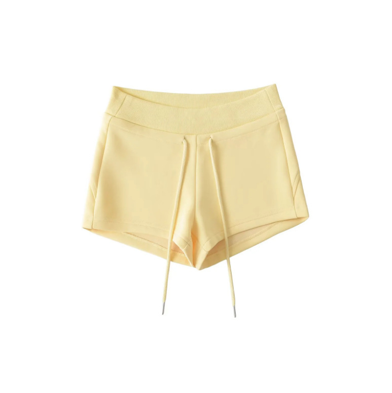 Nyári sokoldalú alacsony derékú sportshort, húzózsinóros, karcsúsított szabás, szexi illeszkedés a csípőn, 2025 nyár
