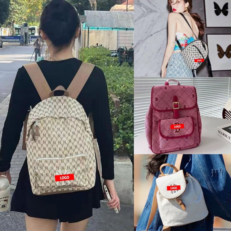 Klasičan platneni ruksak s monogramom, 20–35 L, za svakodnevnu upotrebu, bez podstavke, može smjestiti 14-inčni prijenosnik, jastučići na naramenicama