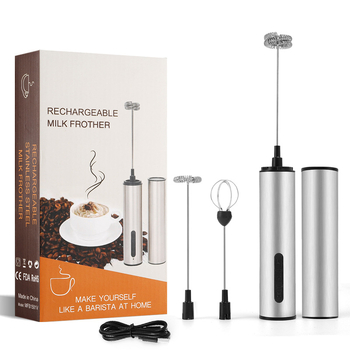 Bețișor de ou portabil din oțel inoxidabil, USB reîncărcabil, mixer de uz casnic, mini spumator de lapte