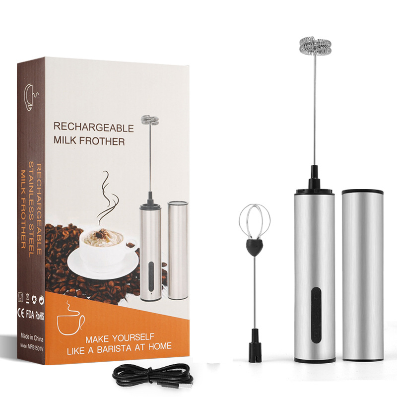 Bețișor de ou portabil din oțel inoxidabil, USB reîncărcabil, mixer de uz casnic, mini spumator de lapte