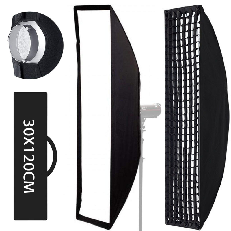 Minrui softbox metalic, 30×120 cm, pentru iluminat de studio și video