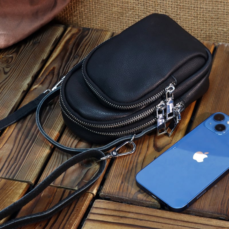 Ženska mini torbica od prave kože, crossbody, meka kravlja koža, više pretinaca, džep za telefon, vintage europski stil