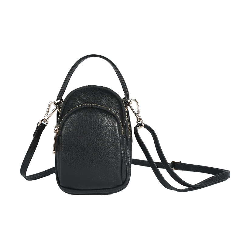Ženska mini torbica od prave kože, crossbody, meka kravlja koža, više pretinaca, džep za telefon, vintage europski stil