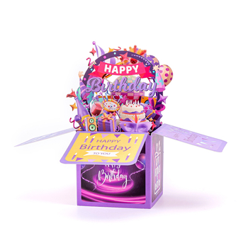 3D поп-ъп картичка за рожден ден в кутия
