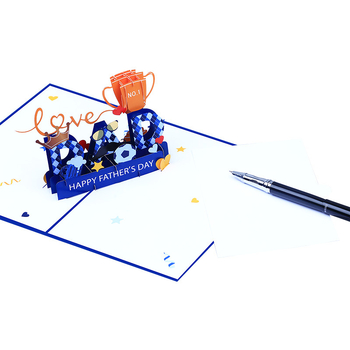3D поп-ъп картичка за Деня на бащата — ръчно изработена от специална хартия, поздравителна карта