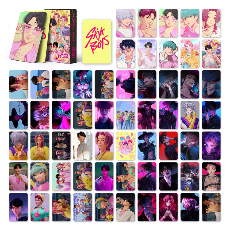 92 броя малки карти за K-pop Demon Slayer Girl Group колекция, Shaka Boy Group фотокарти, мини стикери и Lomo карти