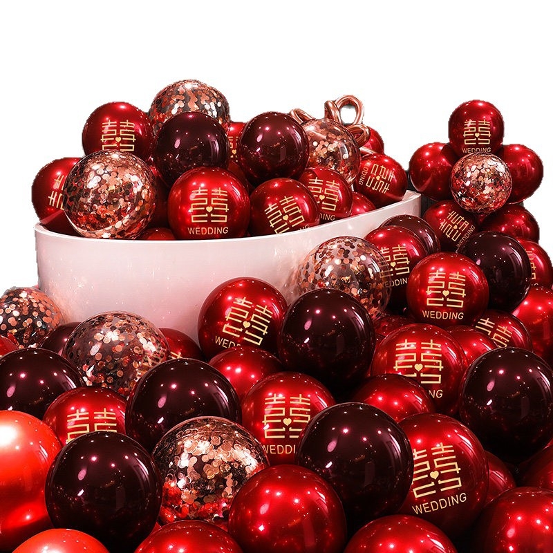 10-инчови кръгли латекс балони за сватбена декорация — винено-червени, розови, нар червени и металик червени
