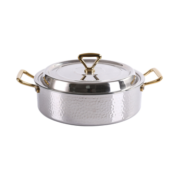 Хамериран пот от трислойна неръждаема стомана Ин-Ян за hot pot с разделител, подходящ за индукционни и газови котлони, обем 4,1-6 л и 2,1-4 л
