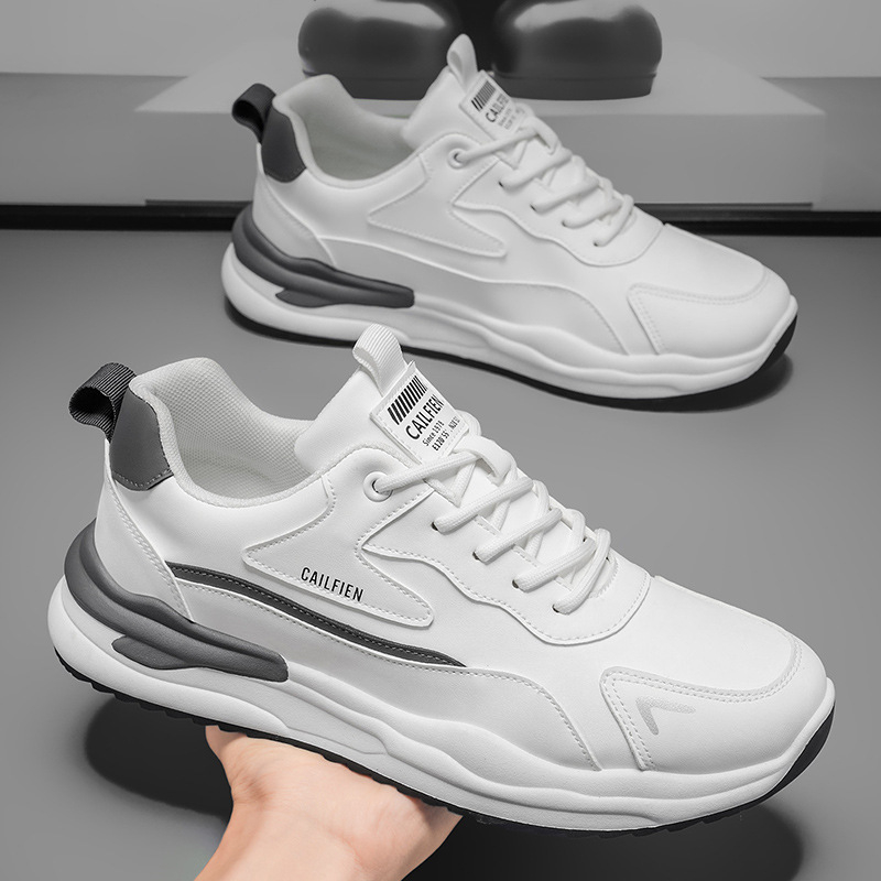 Muške bijele prozračne tenisice s debelim potplatom – casual svakodnevne tenisice stil dad shoes, jesen 2025