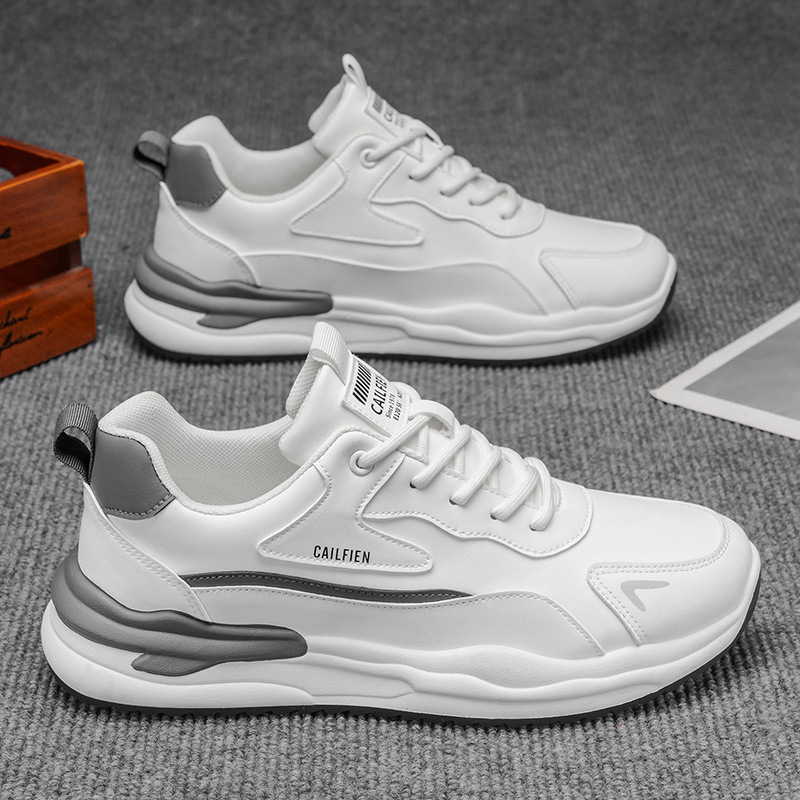 Muške bijele prozračne tenisice s debelim potplatom – casual svakodnevne tenisice stil dad shoes, jesen 2025