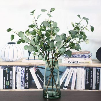Изкуствена стена със листа евкалипта и Money Leaves, коприна зеленина, височина 46 cm, за домашна декорация, сватби и фотографски реквизит