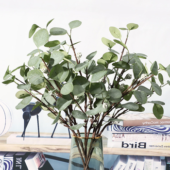Изкуствена стена със листа евкалипта и Money Leaves, коприна зеленина, височина 46 cm, за домашна декорация, сватби и фотографски реквизит