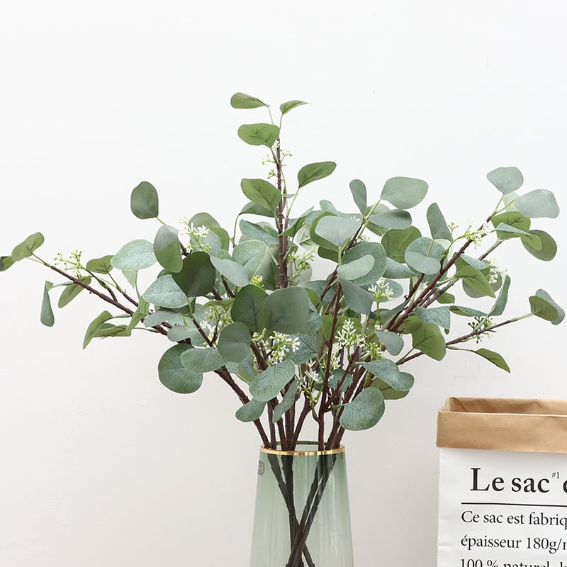 Изкуствена стена със листа евкалипта и Money Leaves, коприна зеленина, височина 46 cm, за домашна декорация, сватби и фотографски реквизит