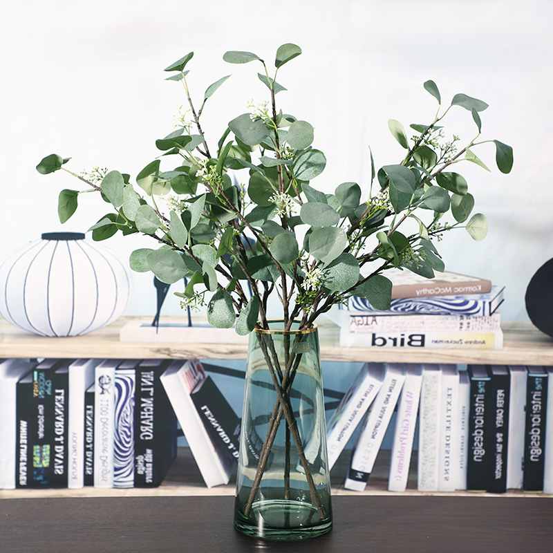 Изкуствена стена със листа евкалипта и Money Leaves, коприна зеленина, височина 46 cm, за домашна декорация, сватби и фотографски реквизит