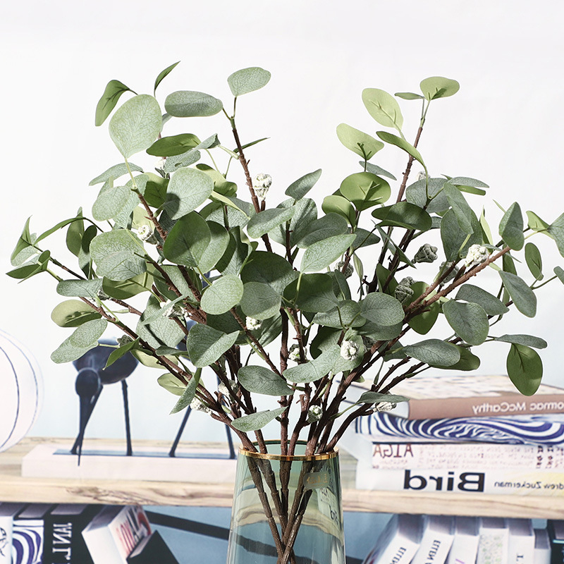 Изкуствена стена със листа евкалипта и Money Leaves, коприна зеленина, височина 46 cm, за домашна декорация, сватби и фотографски реквизит