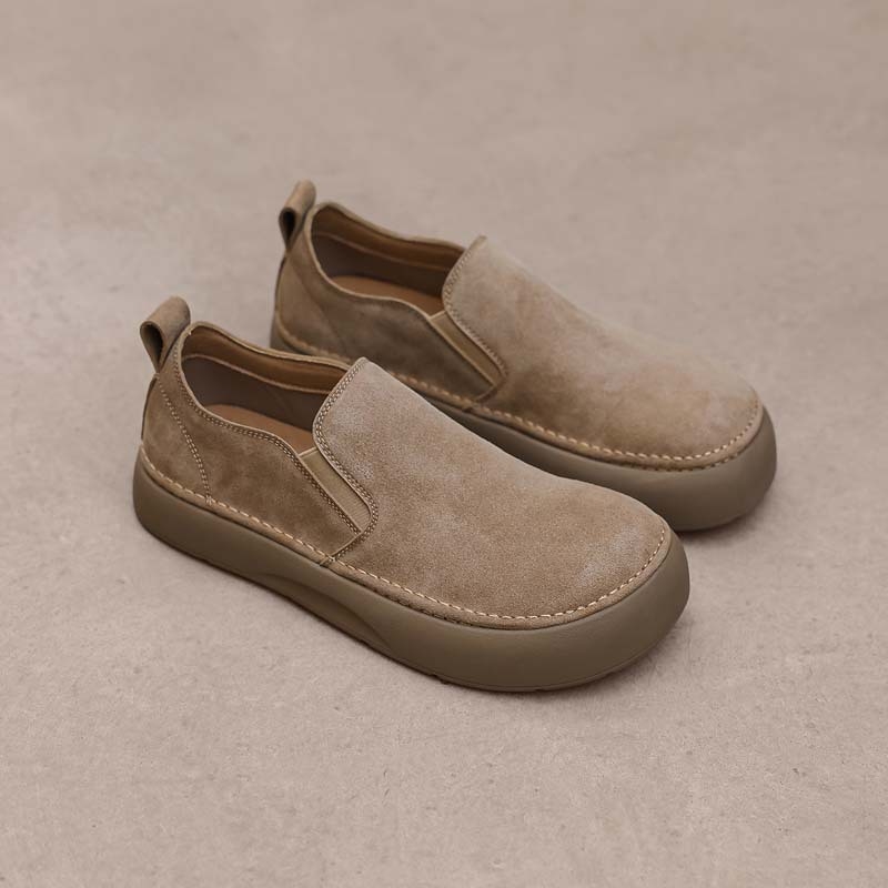 Muške nubuk loaferice, bez pertli, udobne, s debelim gumom potplatom