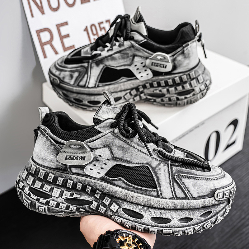 Zimske muške tenisice s prozračnim mrežastim gornjim dijelom, za mlade, debeli đon, stil dad shoes