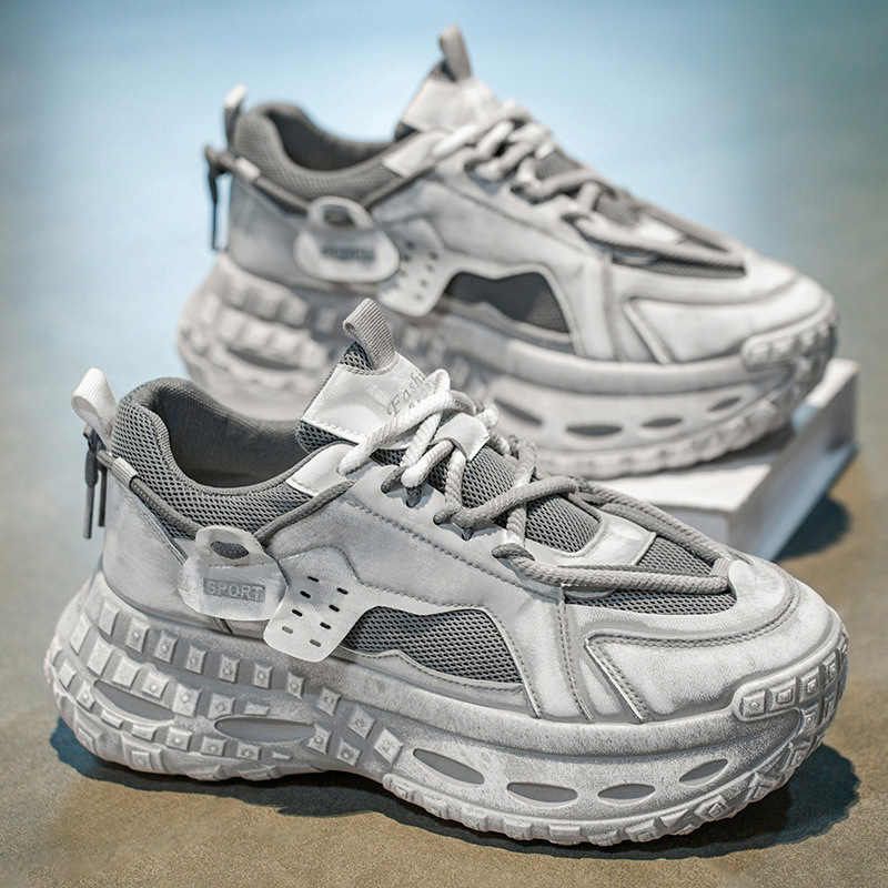 Zimske muške tenisice s prozračnim mrežastim gornjim dijelom, za mlade, debeli đon, stil dad shoes