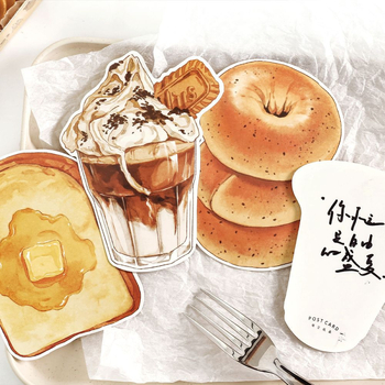 Infeel.Me нестандартна пощенска картичка, серия Bread Coffee Good Weather, американски следобеден чай, карта за бележки