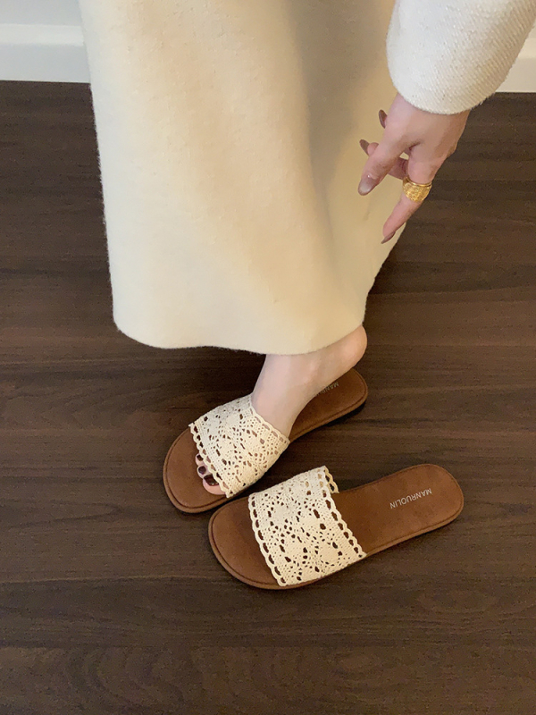 Sandale plate boho pentru femei, vară, plajă, slip-on cu o singură curea, încălțăminte casual