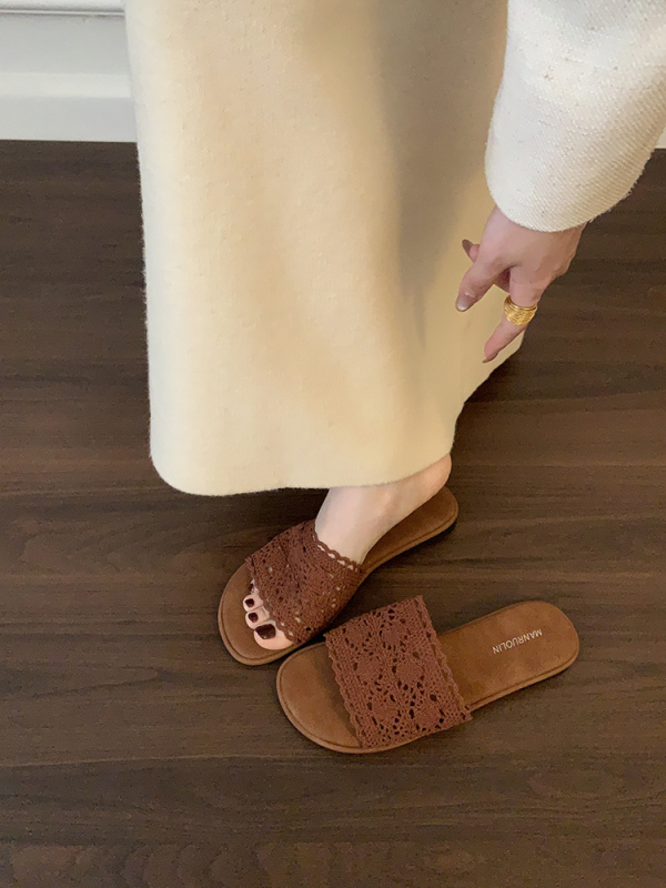 Sandale plate boho pentru femei, vară, plajă, slip-on cu o singură curea, încălțăminte casual