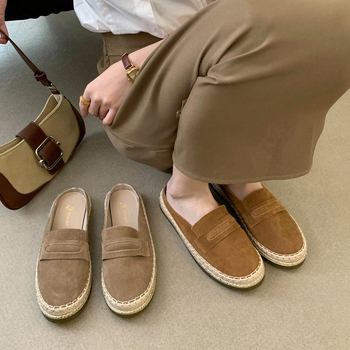 Prave kožne mule sa zatvorenim prstom, slip-on obuća s mekanim tabanom, ribarski stil, proljeće-ljeto 2025