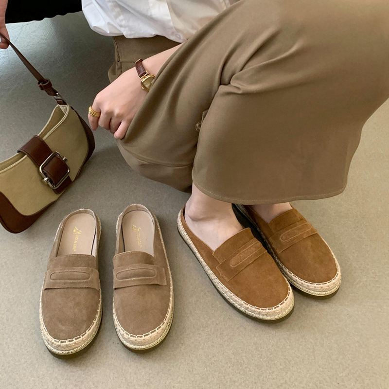 Prave kožne mule sa zatvorenim prstom, slip-on obuća s mekanim tabanom, ribarski stil, proljeće-ljeto 2025
