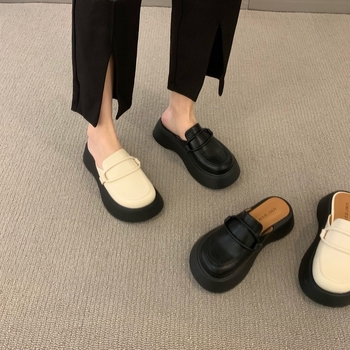 Zhike ženske slip-on cipele u japanskom retro stilu s debelim potplatom, gornjište od mikrovlakna, podstava od kože, svakodnevna obuća, proljeće–ljeto 2024