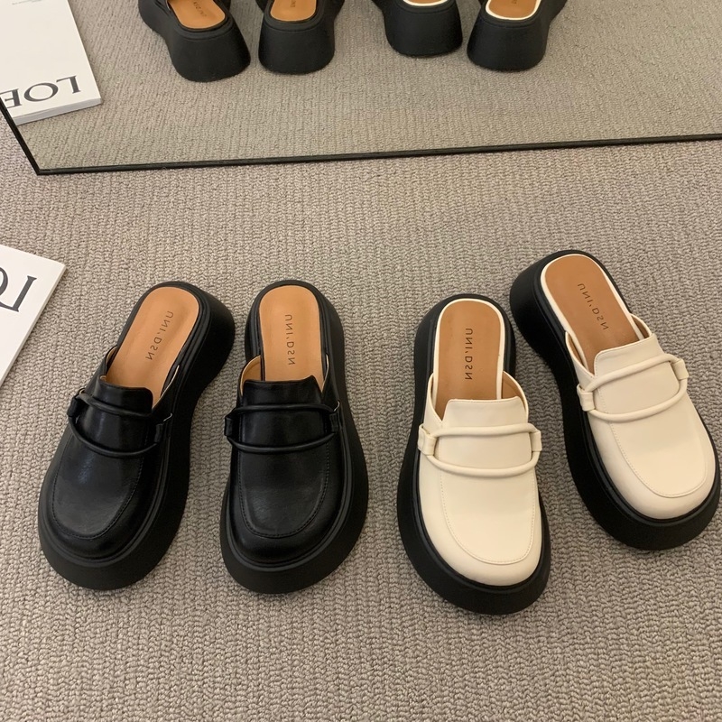 Zhike ženske slip-on cipele u japanskom retro stilu s debelim potplatom, gornjište od mikrovlakna, podstava od kože, svakodnevna obuća, proljeće–ljeto 2024