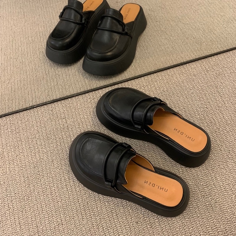 Zhike ženske slip-on cipele u japanskom retro stilu s debelim potplatom, gornjište od mikrovlakna, podstava od kože, svakodnevna obuća, proljeće–ljeto 2024