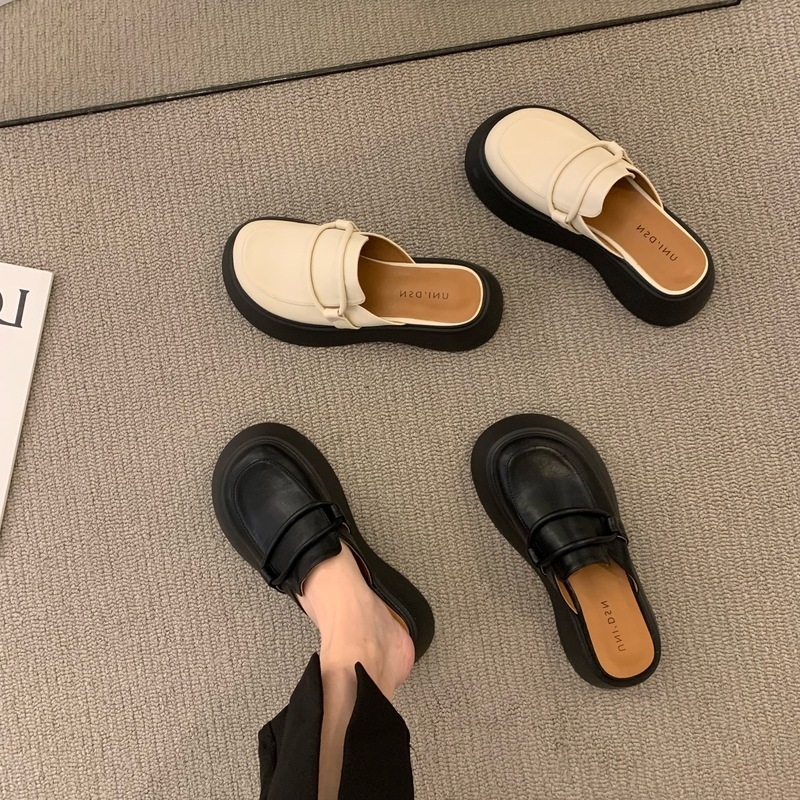 Zhike ženske slip-on cipele u japanskom retro stilu s debelim potplatom, gornjište od mikrovlakna, podstava od kože, svakodnevna obuća, proljeće–ljeto 2024