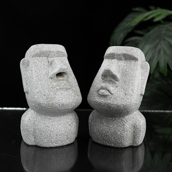 Moai вдъхновена забавна стойка за очила, декоративна държач за моливи от смола и настолен декор с обратно течение дим