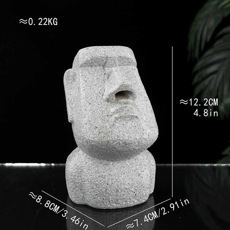 Moai вдъхновена забавна стойка за очила, декоративна държач за моливи от смола и настолен декор с обратно течение дим