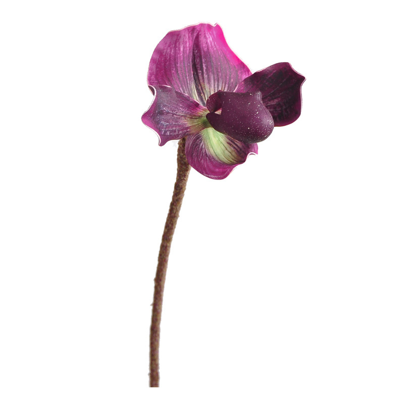Изкуствена орхидея Phalaenopsis, единичен стебъл в саксия, декоративен букет за сватби и фотосесии