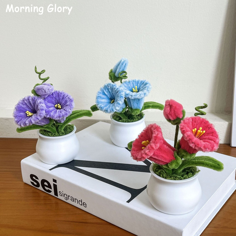 Изкуствено растение Morning Glory с усукващ се стебло, саксийно цвете за домашен декор