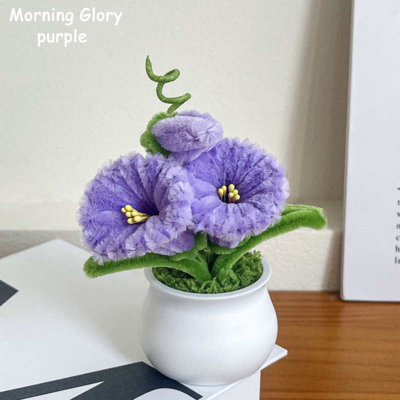 Изкуствено растение Morning Glory с усукващ се стебло, саксийно цвете за домашен декор