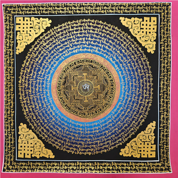 Nepalska ručno oslikana thangka mandala s mantrom od šest znakova, viseći dekorativni plakat, 55 cm, ručna izrada