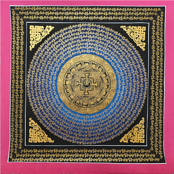 Nepalska ručno oslikana thangka mandala s mantrom od šest znakova, viseći dekorativni plakat, 55 cm, ručna izrada