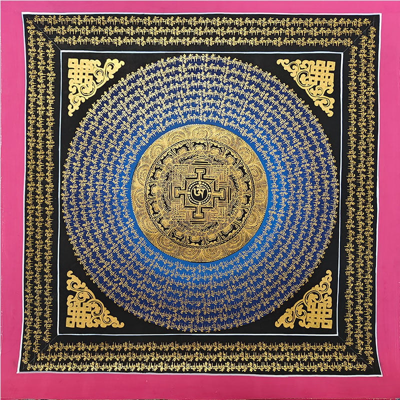 Nepalska ručno oslikana thangka mandala s mantrom od šest znakova, viseći dekorativni plakat, 55 cm, ručna izrada