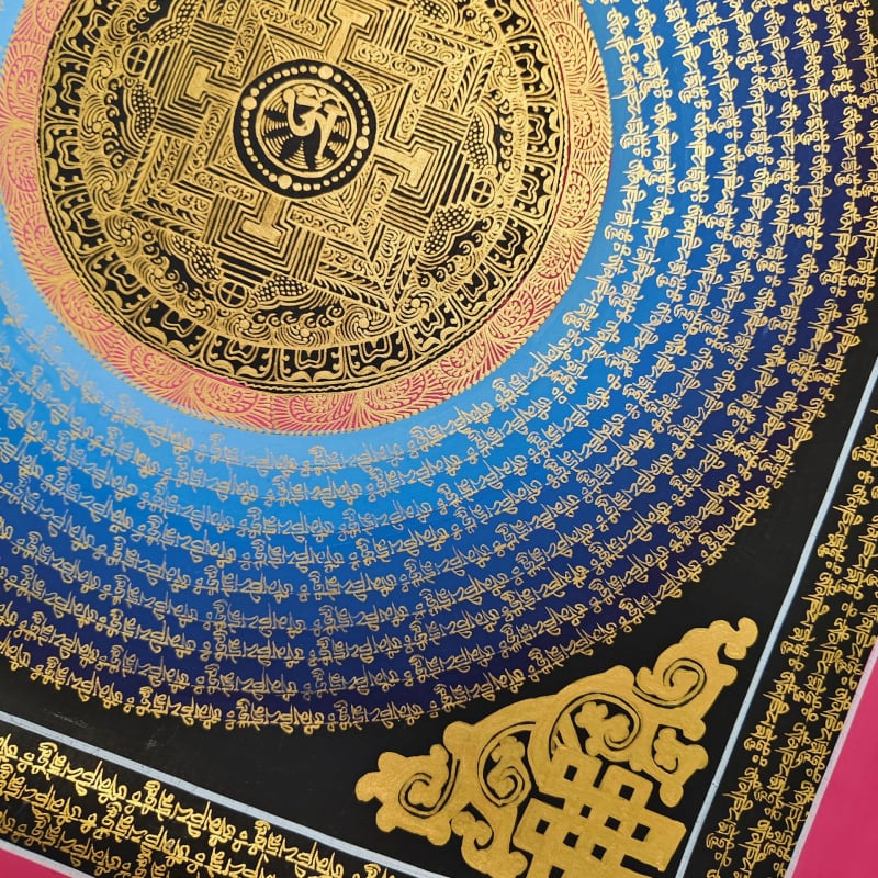 Nepalska ručno oslikana thangka mandala s mantrom od šest znakova, viseći dekorativni plakat, 55 cm, ručna izrada